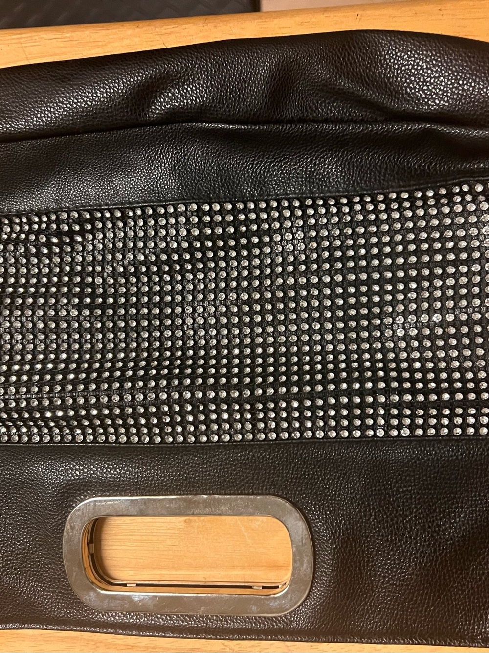 Black Rhinestone Accent Clutch Wristlet